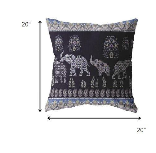 Purple Ornate Elephant Suede Pillow