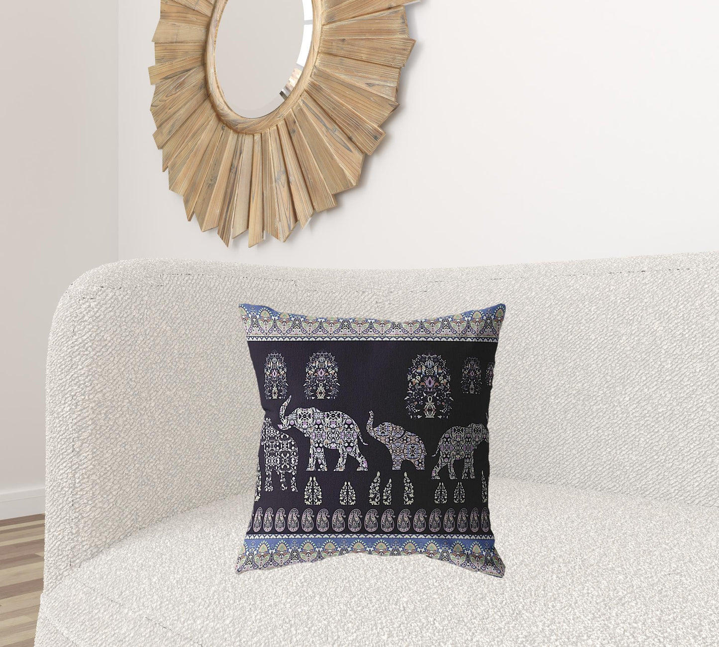 Purple Ornate Elephant Suede Pillow