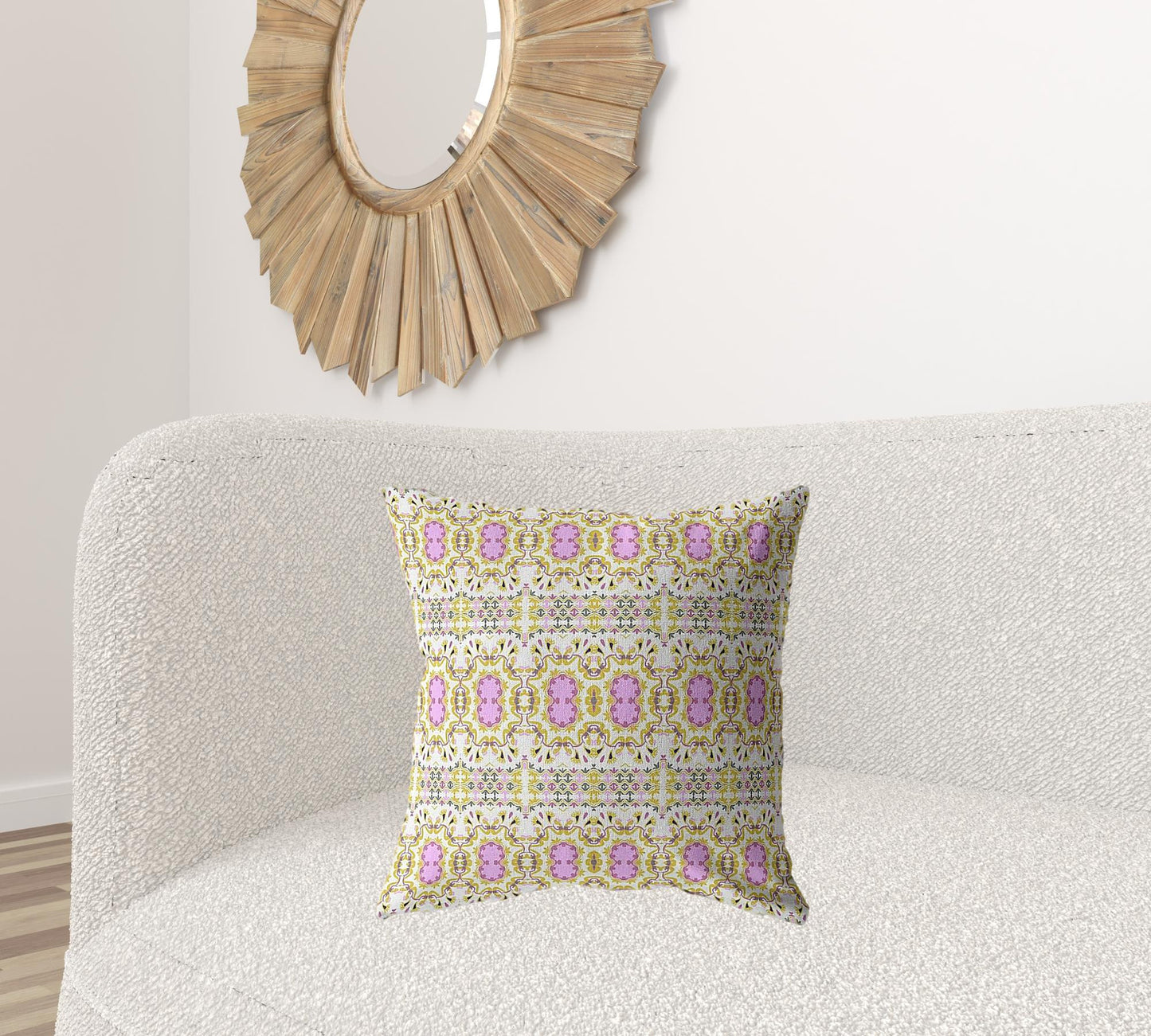 Yellow Lavender Geofloral Suede Pillow