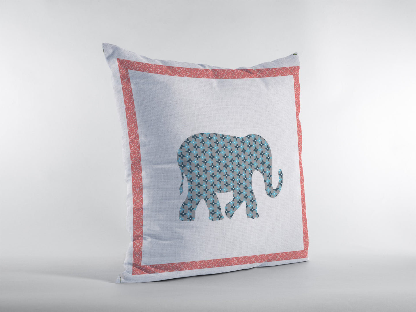 Blue Pink Elephant Boho Suede Pillow