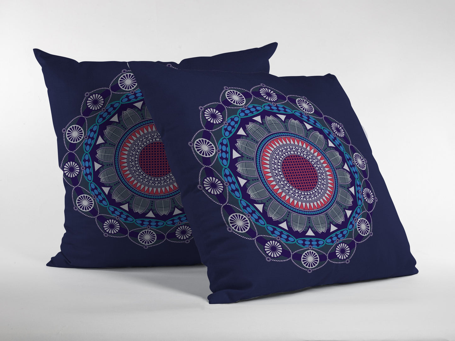 Navy Geometric Suede Pillow