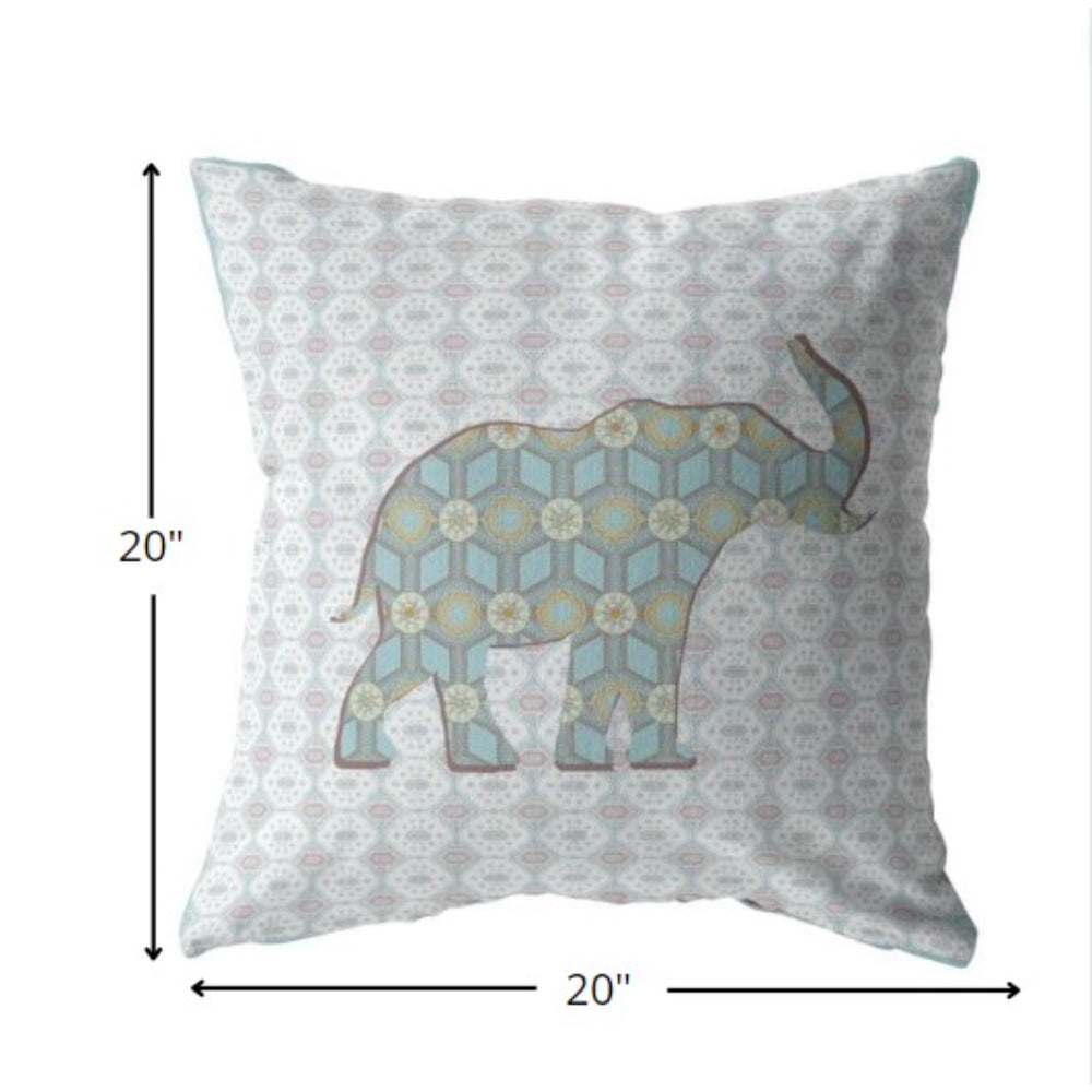 Blue Elephant Suede Pillow