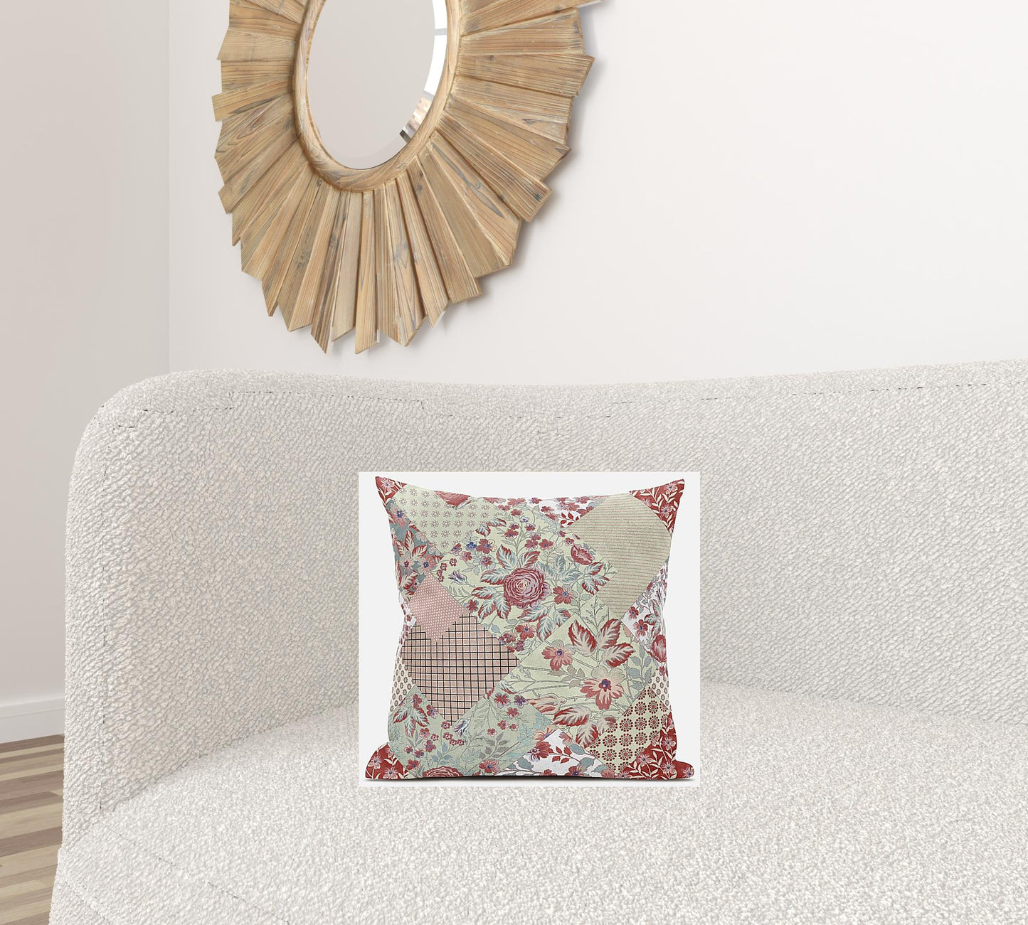Red White Floral Suede Pillow