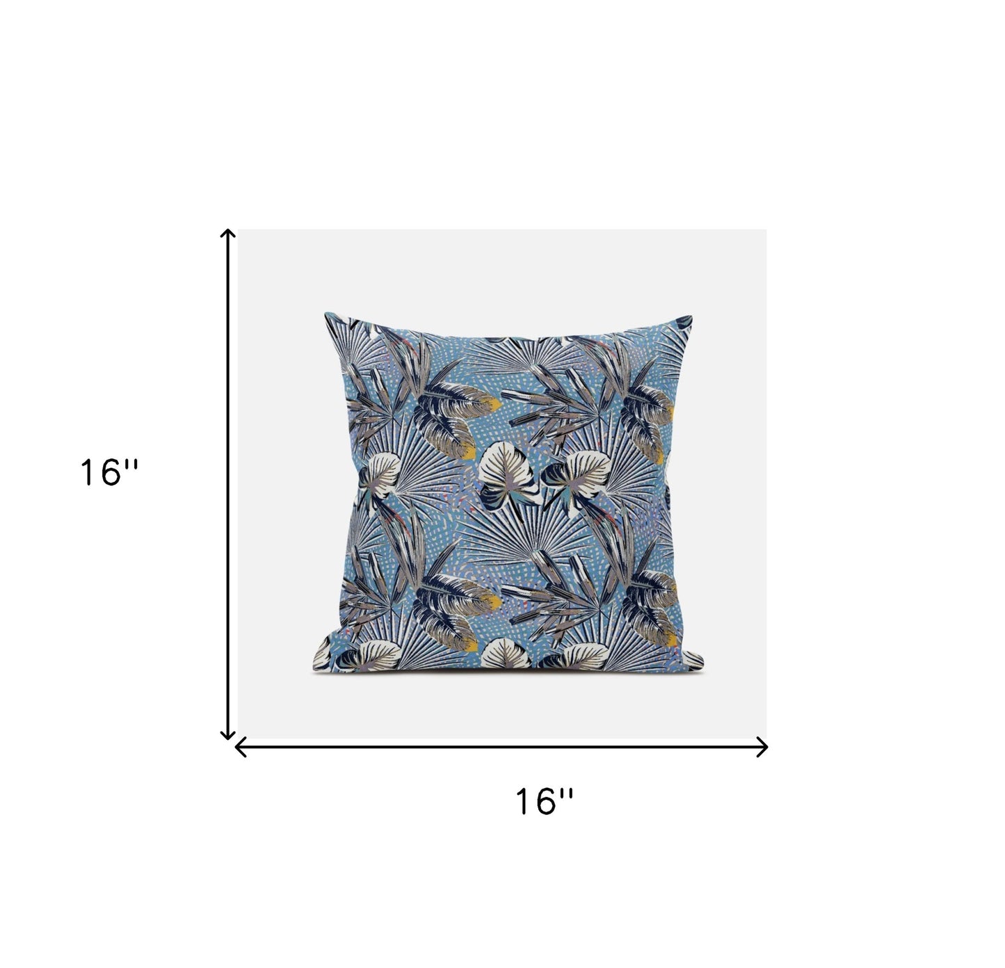 Gray Blue Tropical Suede Pillow