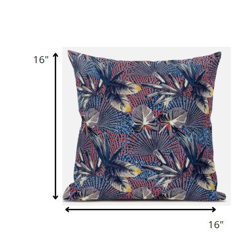 Indigo Red Tropical Suede Pillow