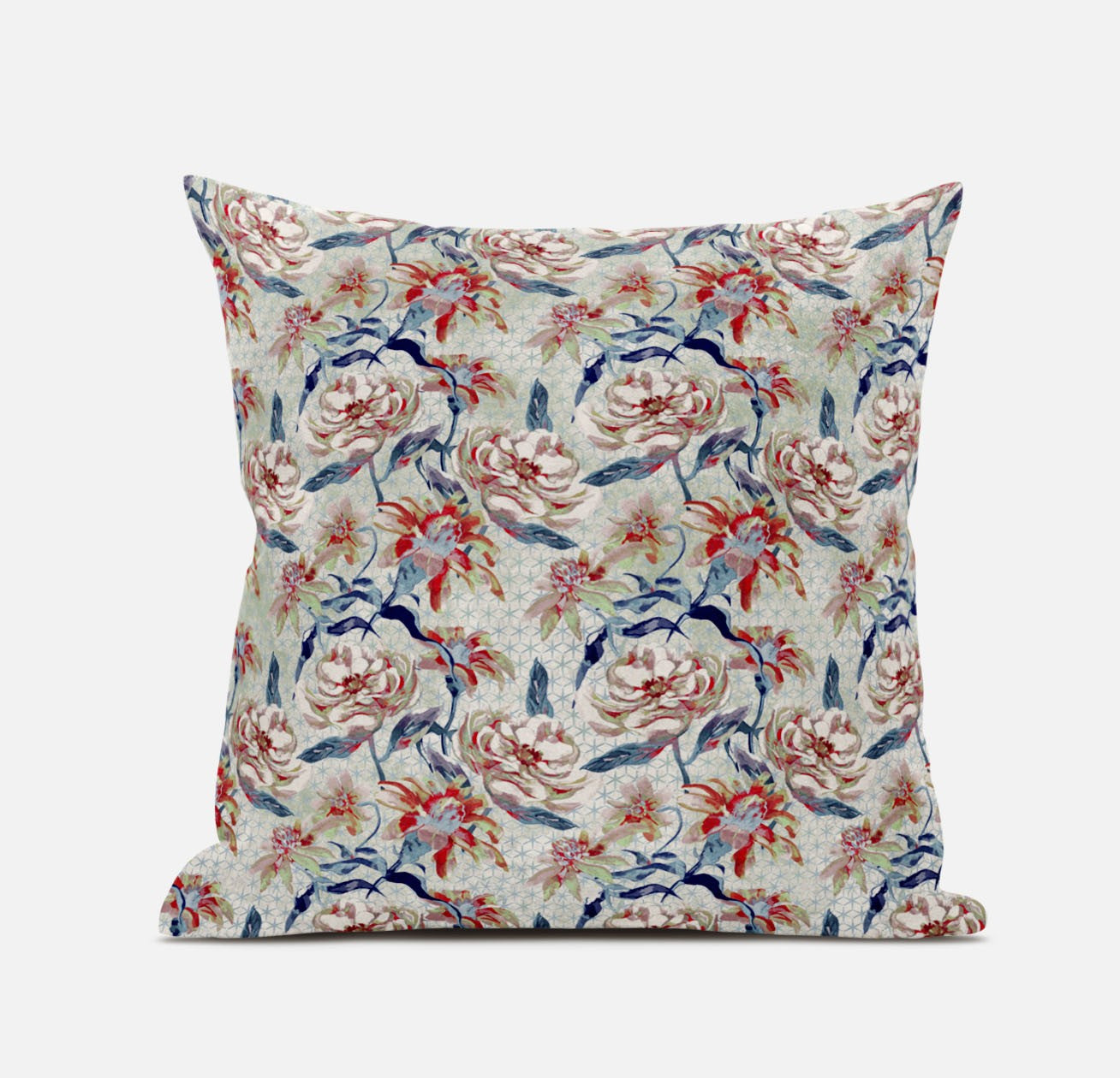 Red Indigo Roses Suede Pillow
