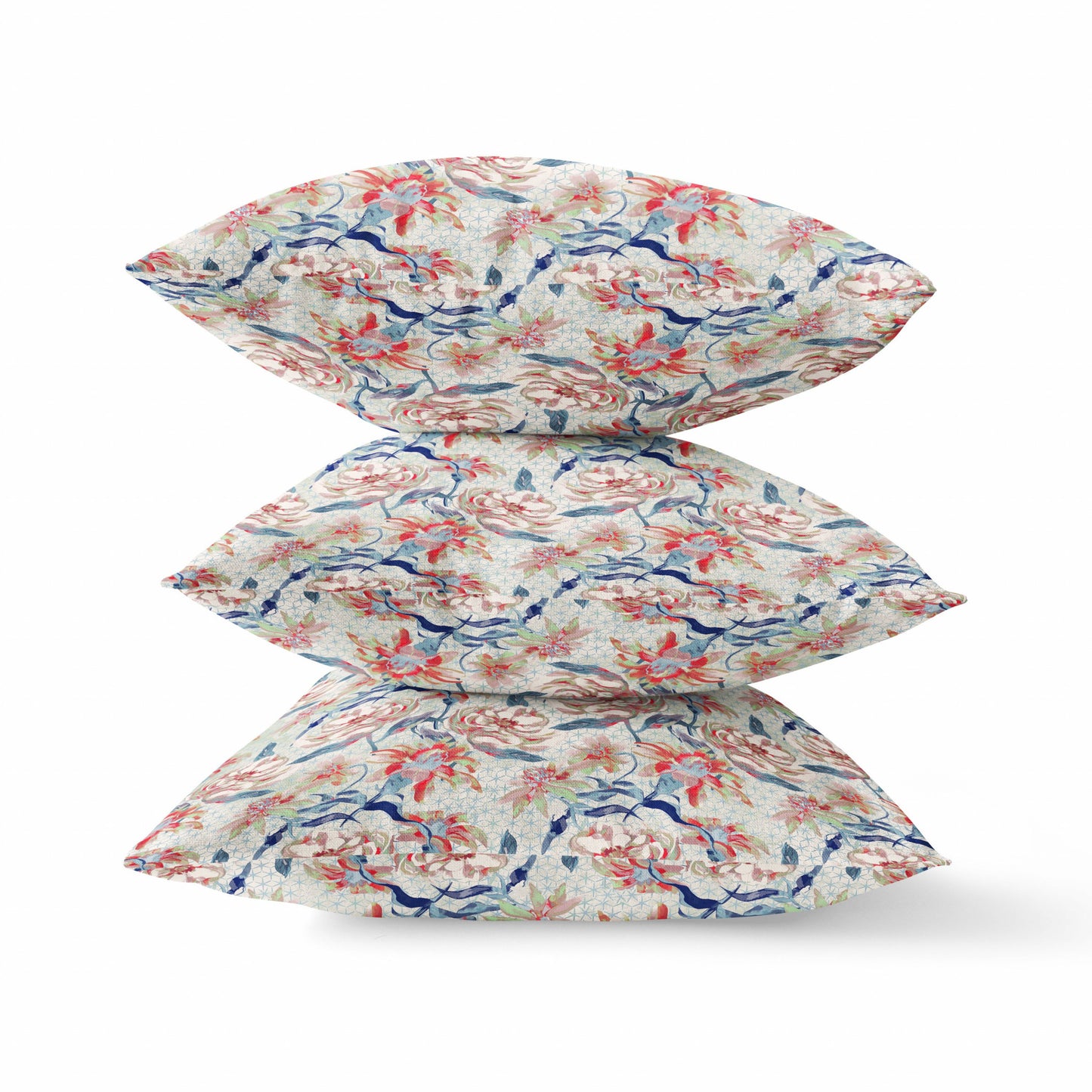 Red Indigo Roses Suede Pillow
