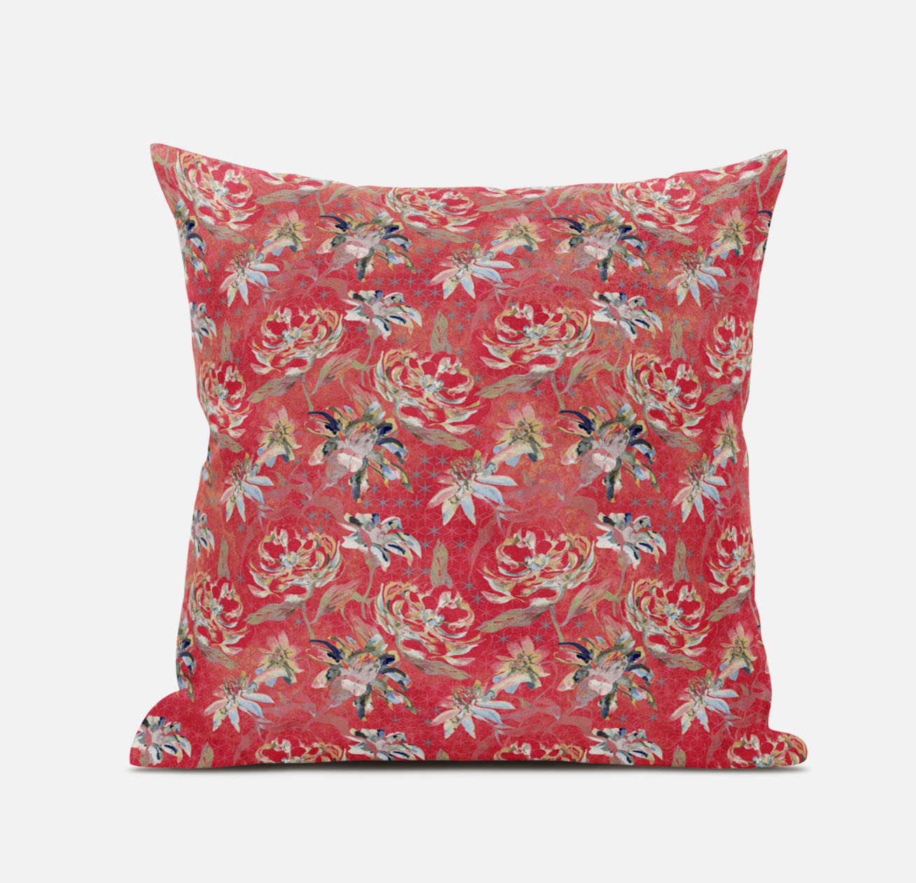 Salmon Red Roses Suede Pillow