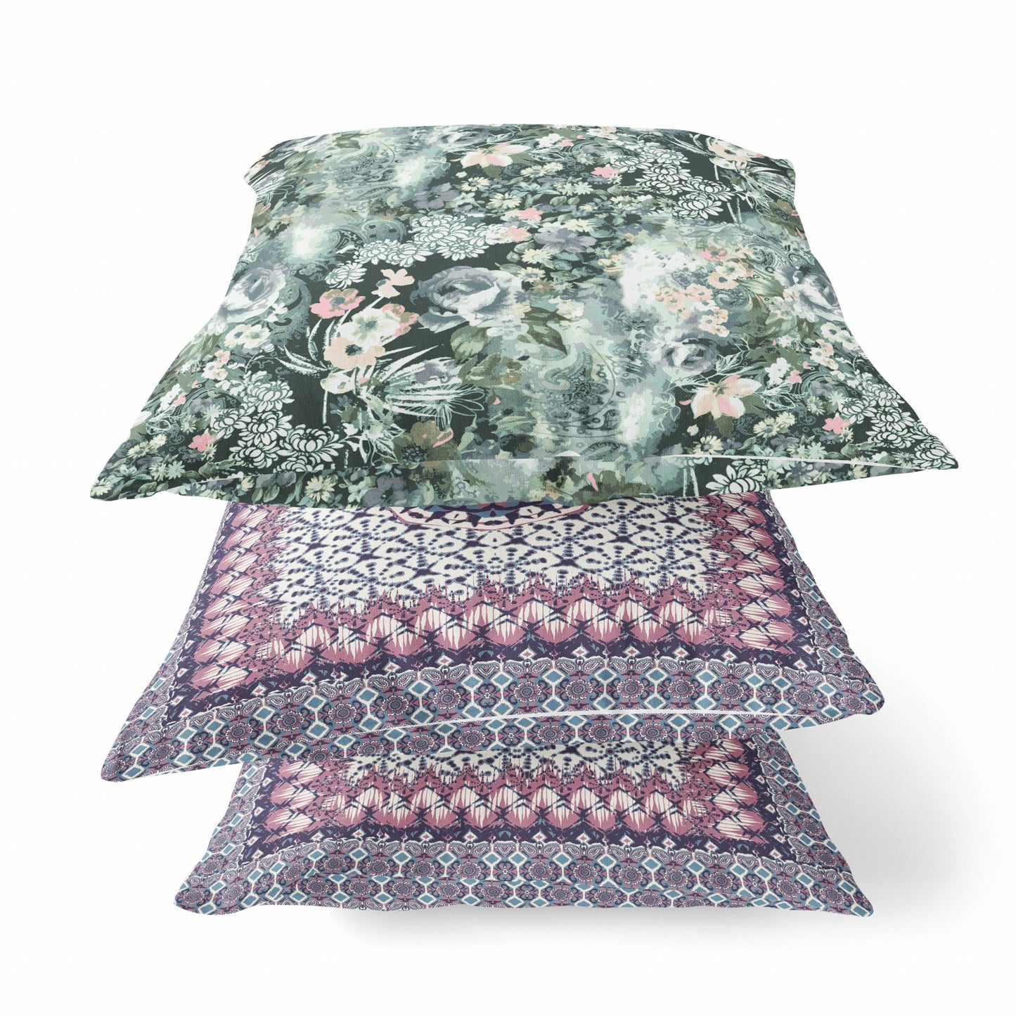 Green Gray Springtime Suede Pillow
