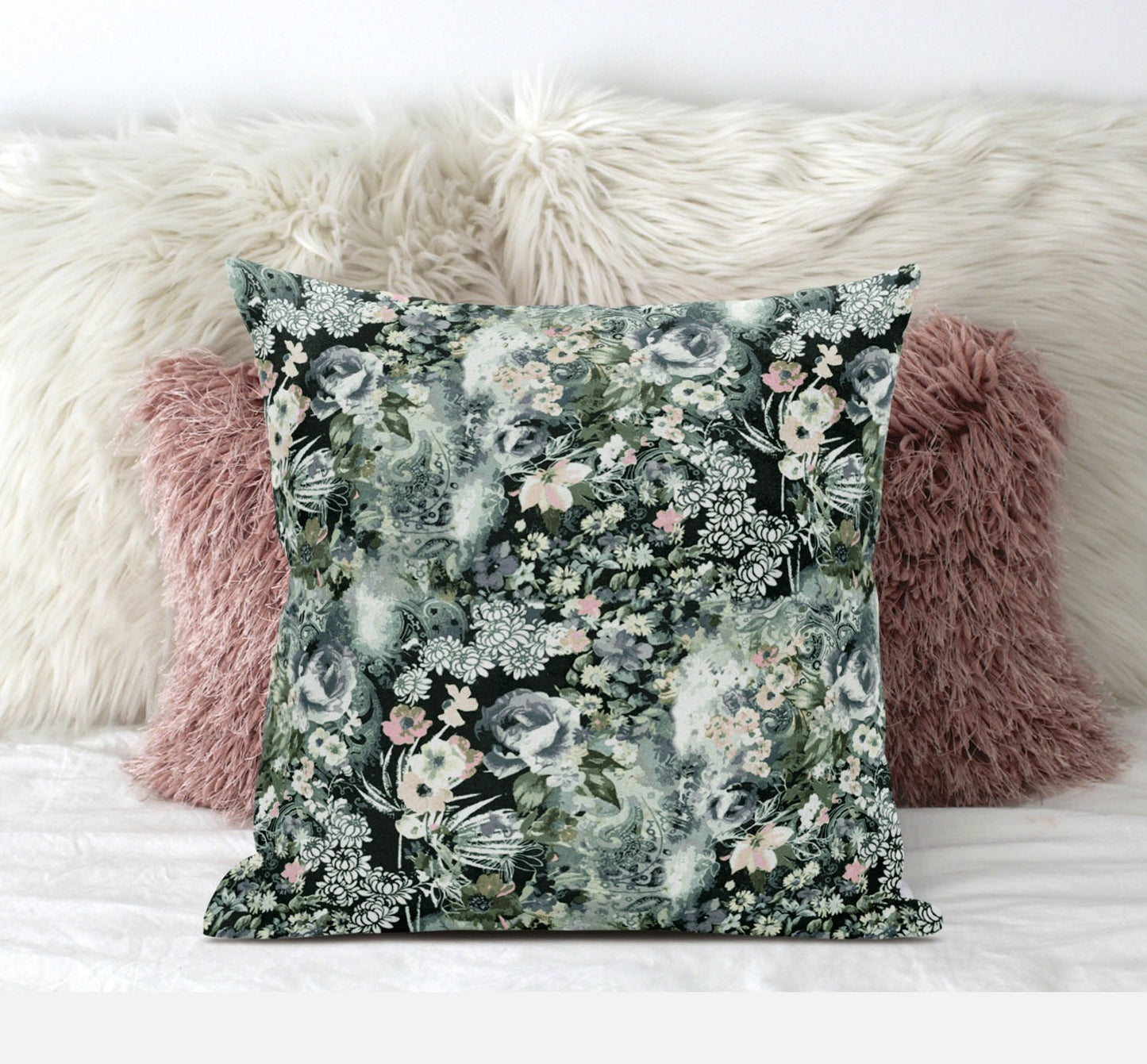 Green Gray Springtime Suede Pillow