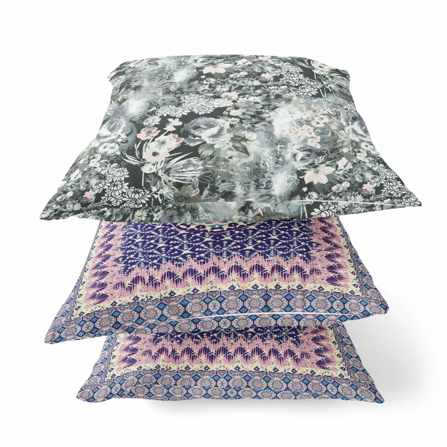 Gray White Springtime Suede Pillow