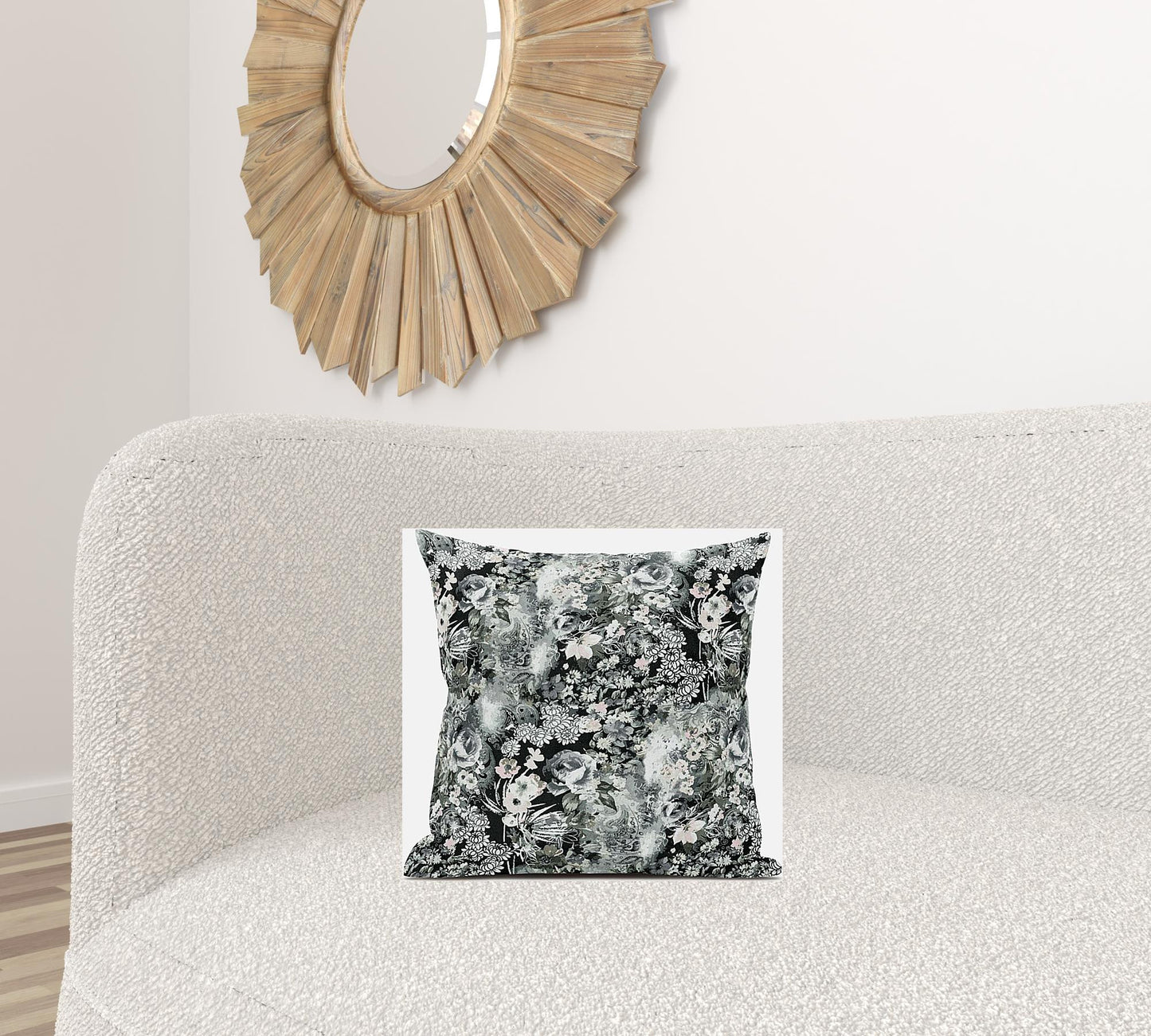 Gray White Springtime Suede Pillow