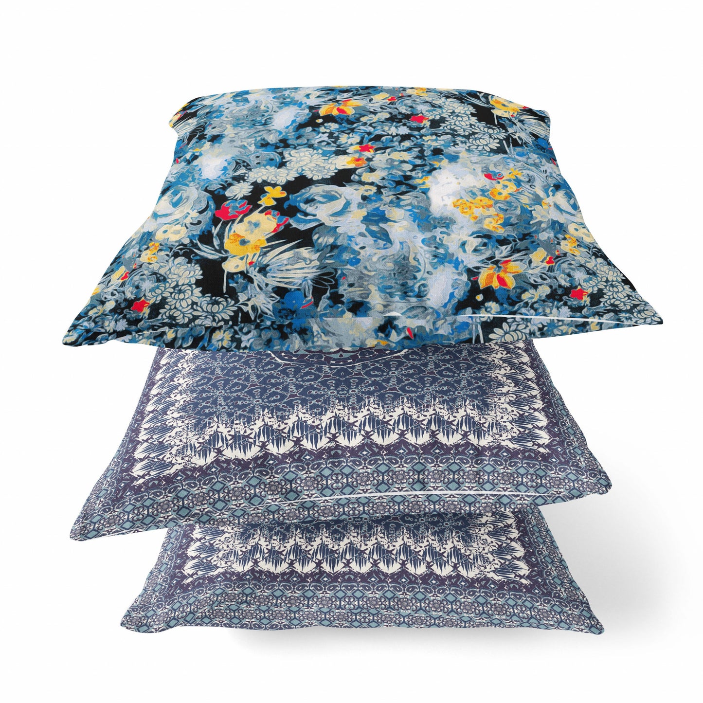 Blue Yellow Springtime Suede Pillow