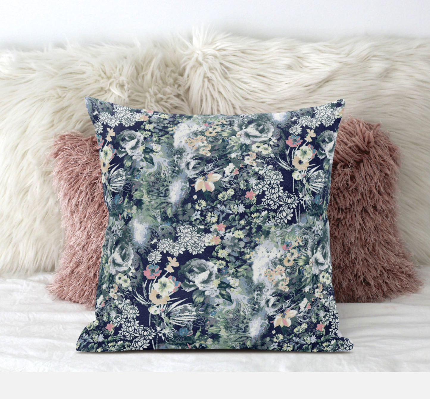 Gray Indigo Springtime Suede Pillow