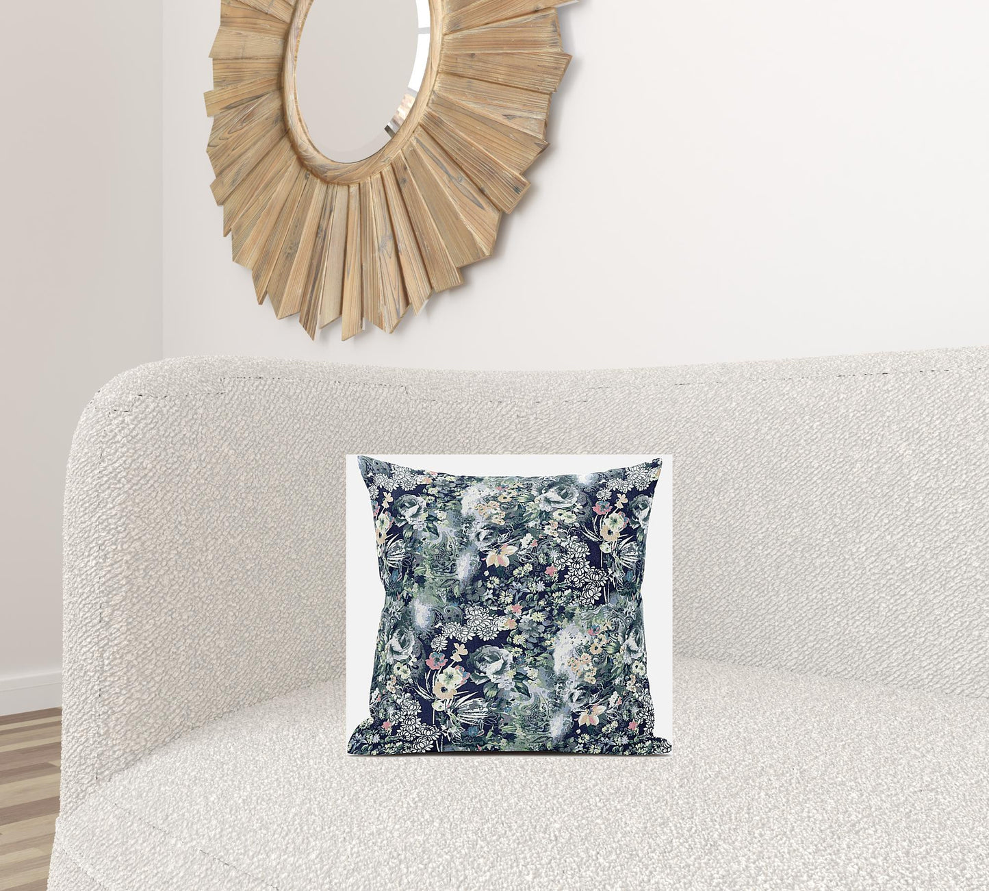 Gray Indigo Springtime Suede Pillow