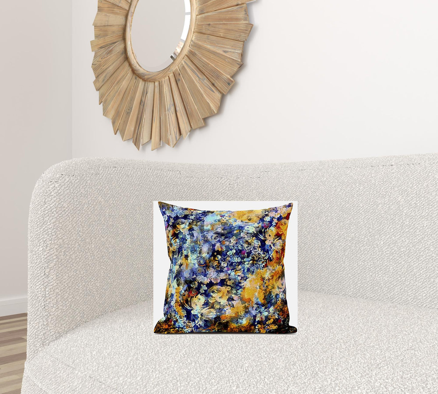 Orange Indigo Springtime Suede Pillow