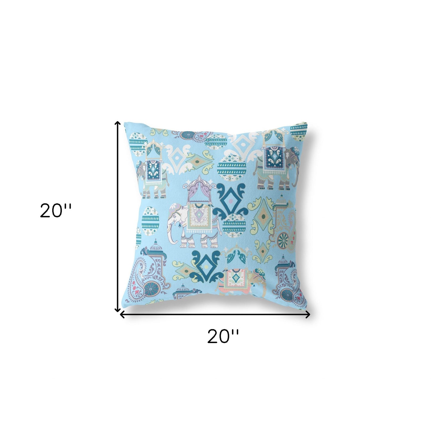 Sky Blue & White Paisley Suede Pillow
