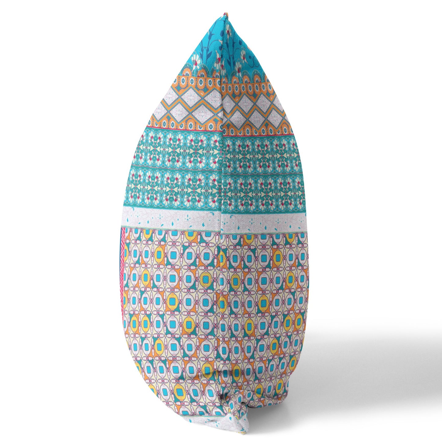 Turquoise Microsuede Patchwork Pillow