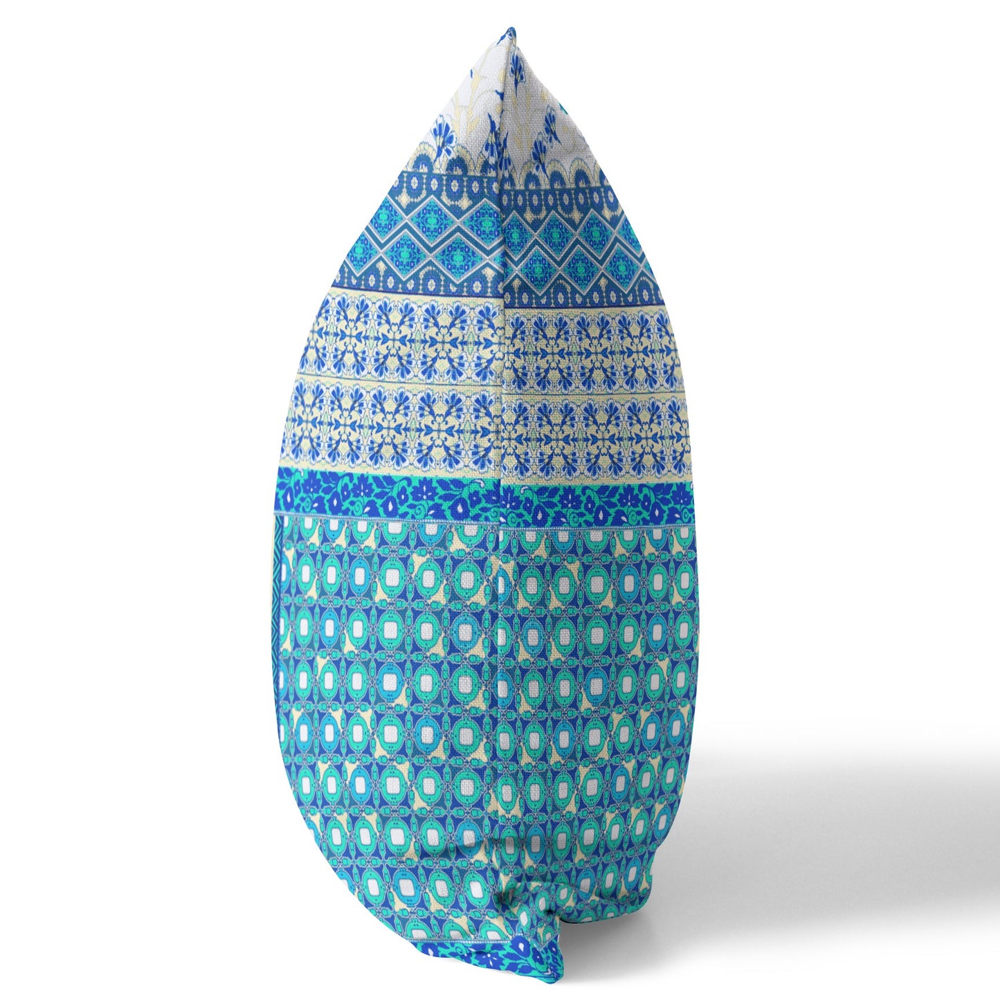 Blue & White Microsuede Patchwork Pillow