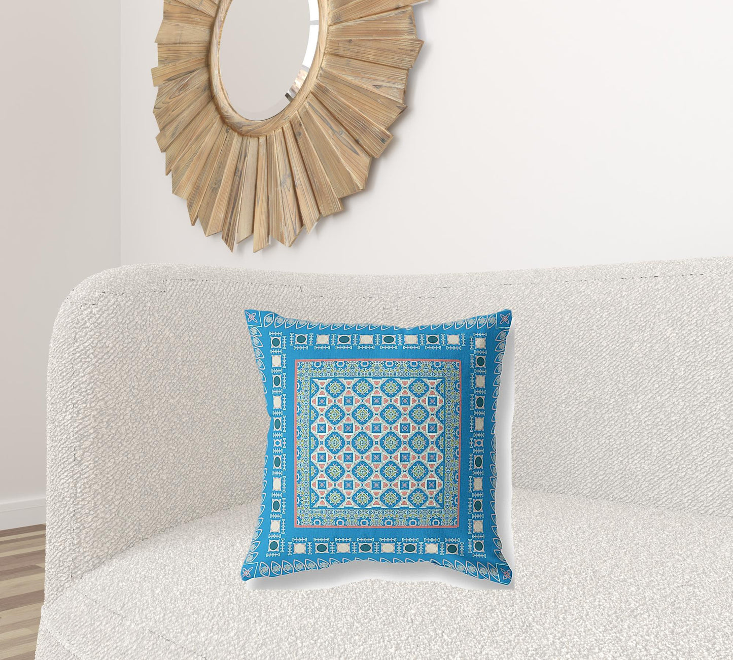 Blue & Pink Floral Suede Pillow