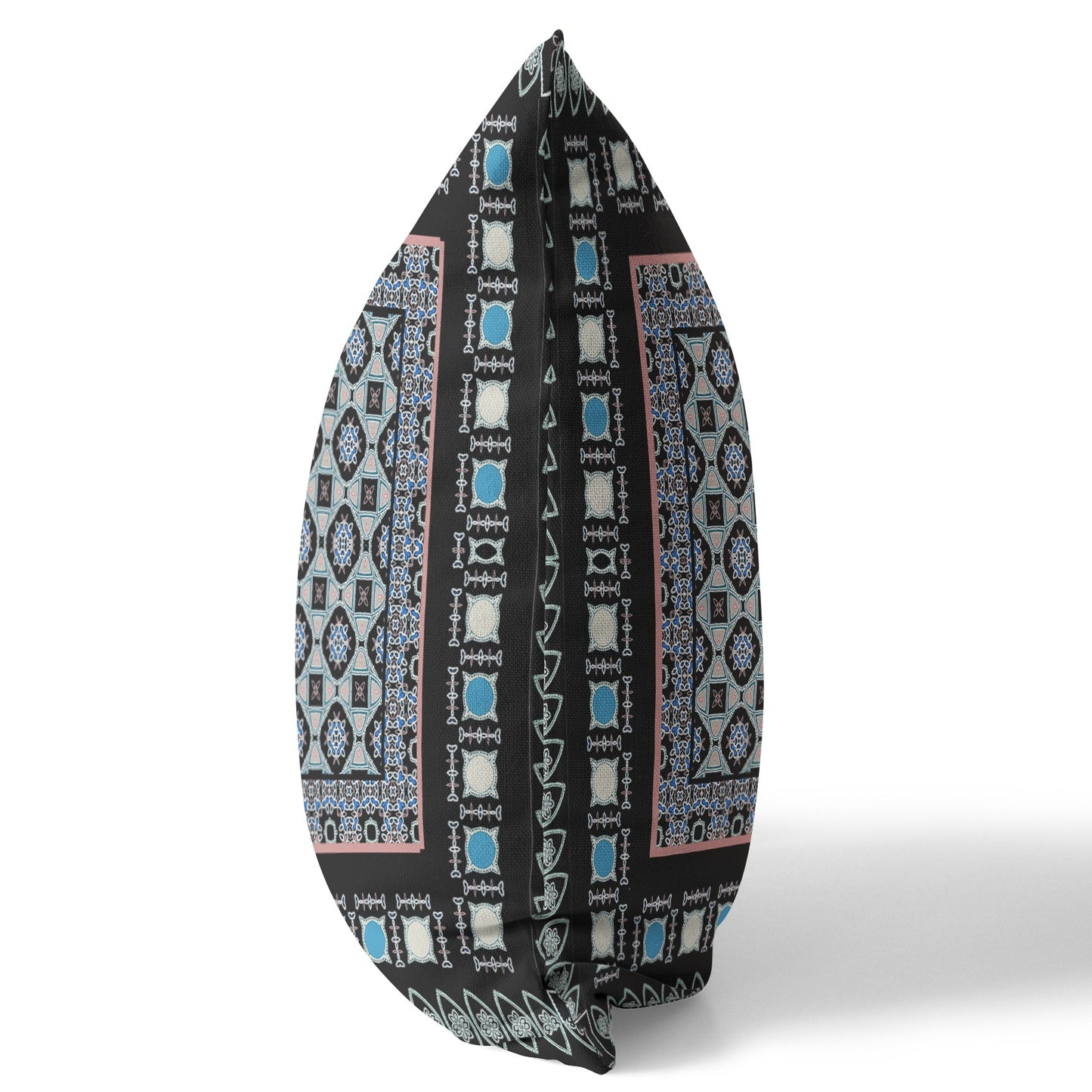 Black & Blue Floral Suede Pillow