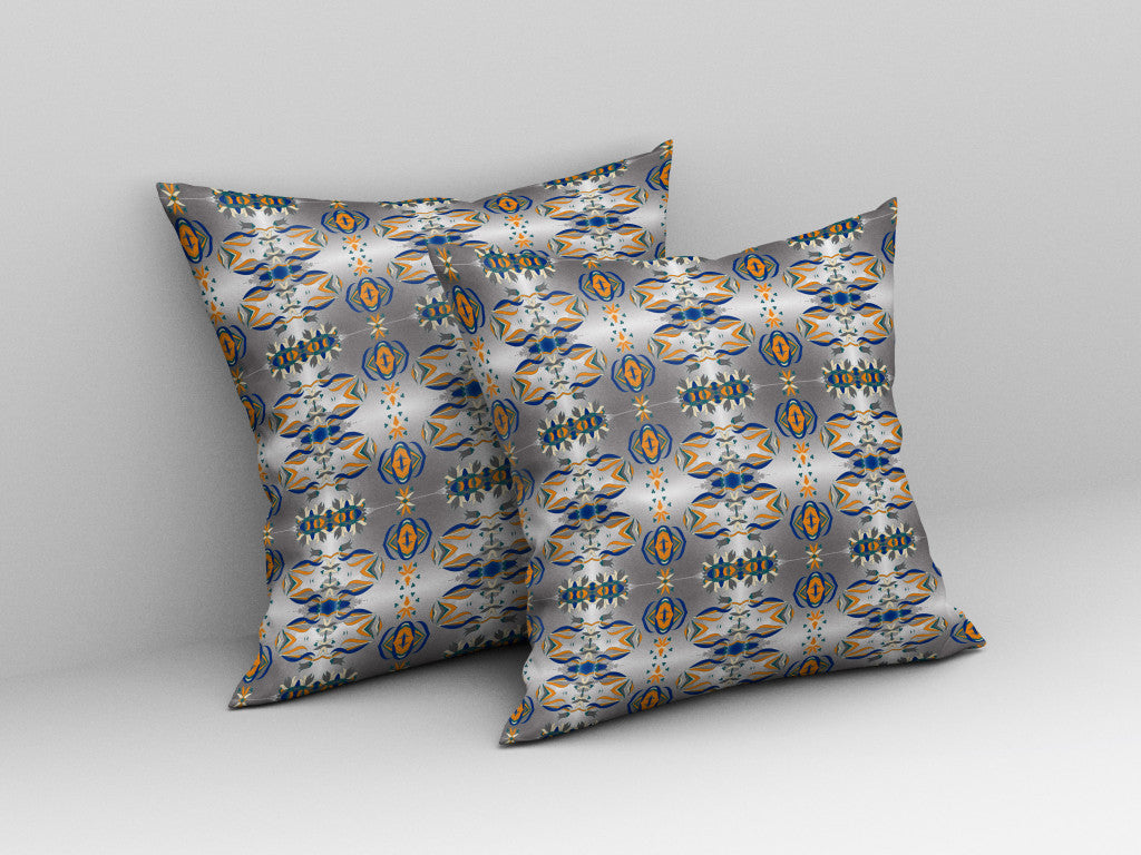 Gray & Orange Abstract Suede Pillow