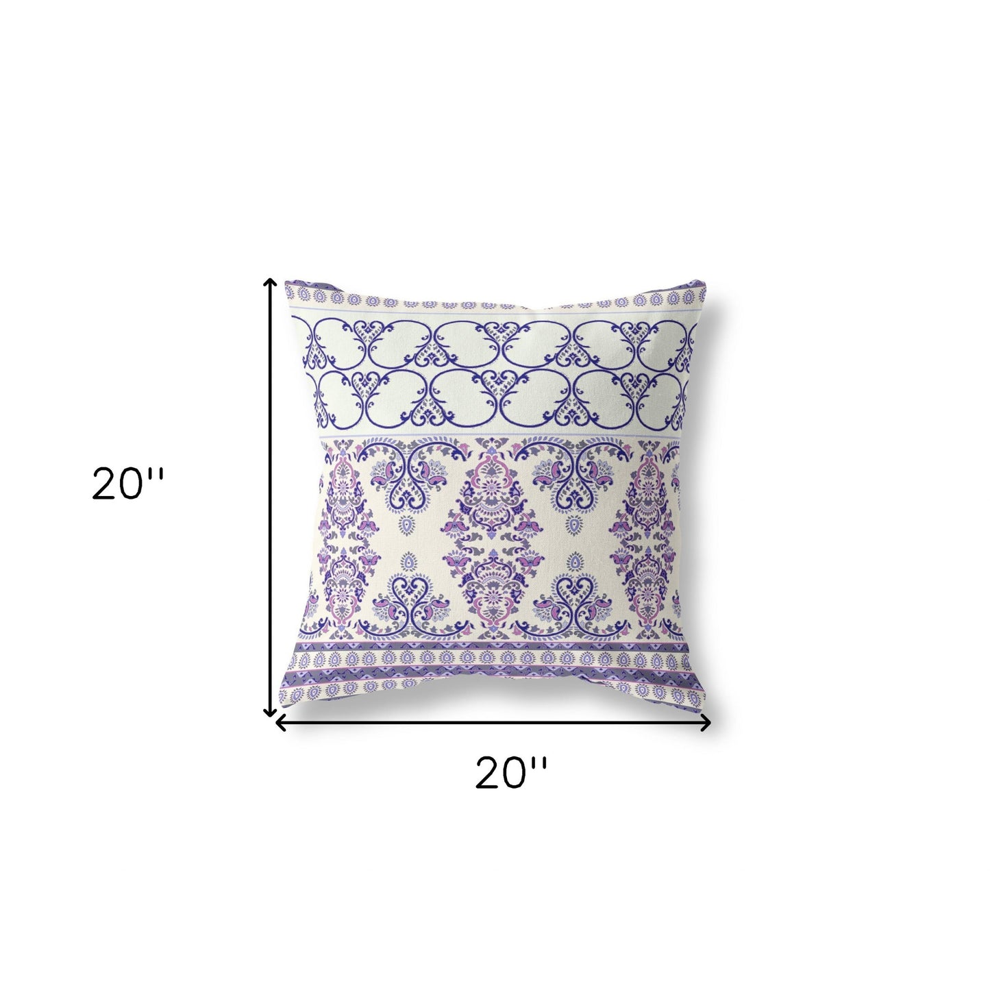 White & Purple Stencil Suede Pillow