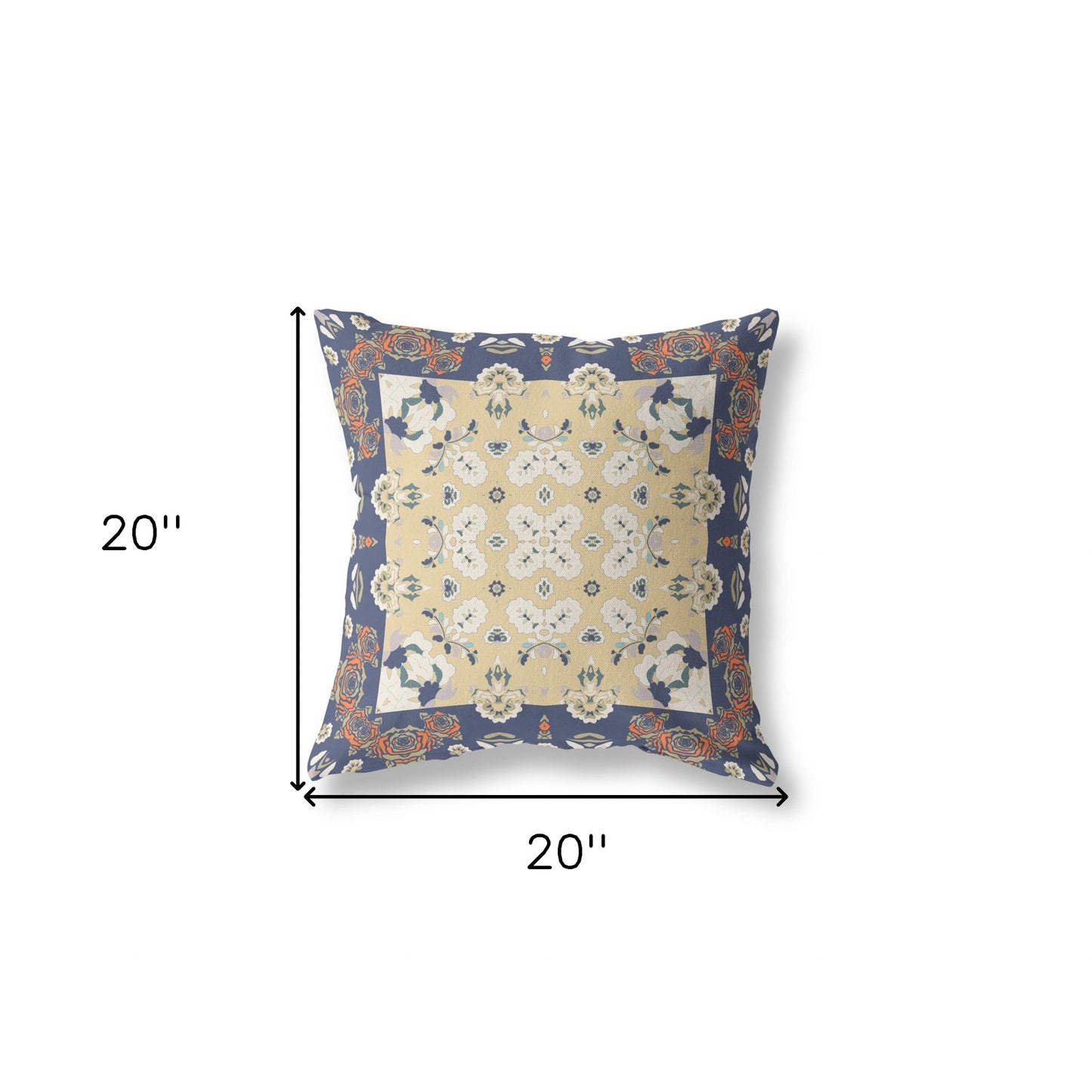 Blue Yellow Floral Suede Pillow