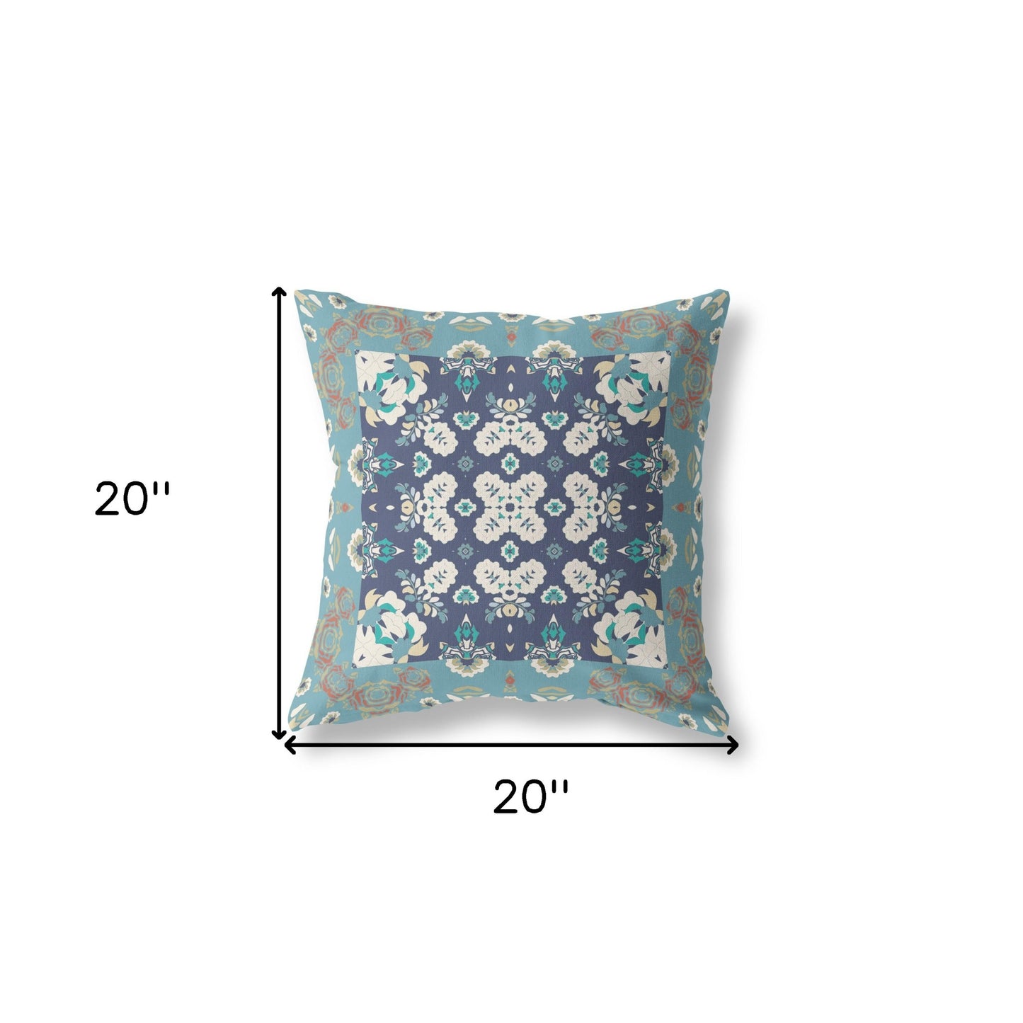 Gray & Blue Floral Suede Pillow