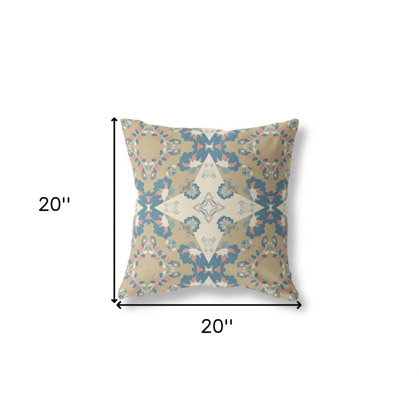Muted Yellow & Teal Floral Suede Pillow