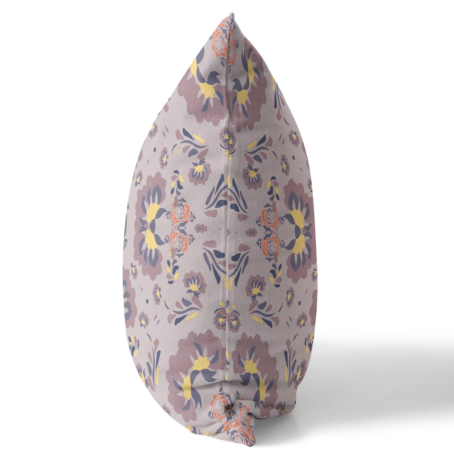 Muted Purple & Yellow Floral Suede Pillow