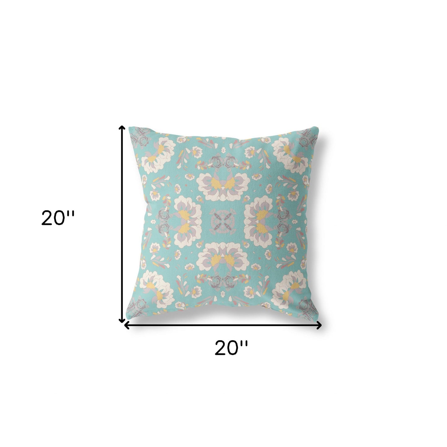 Green & White Floral Suede Pillow