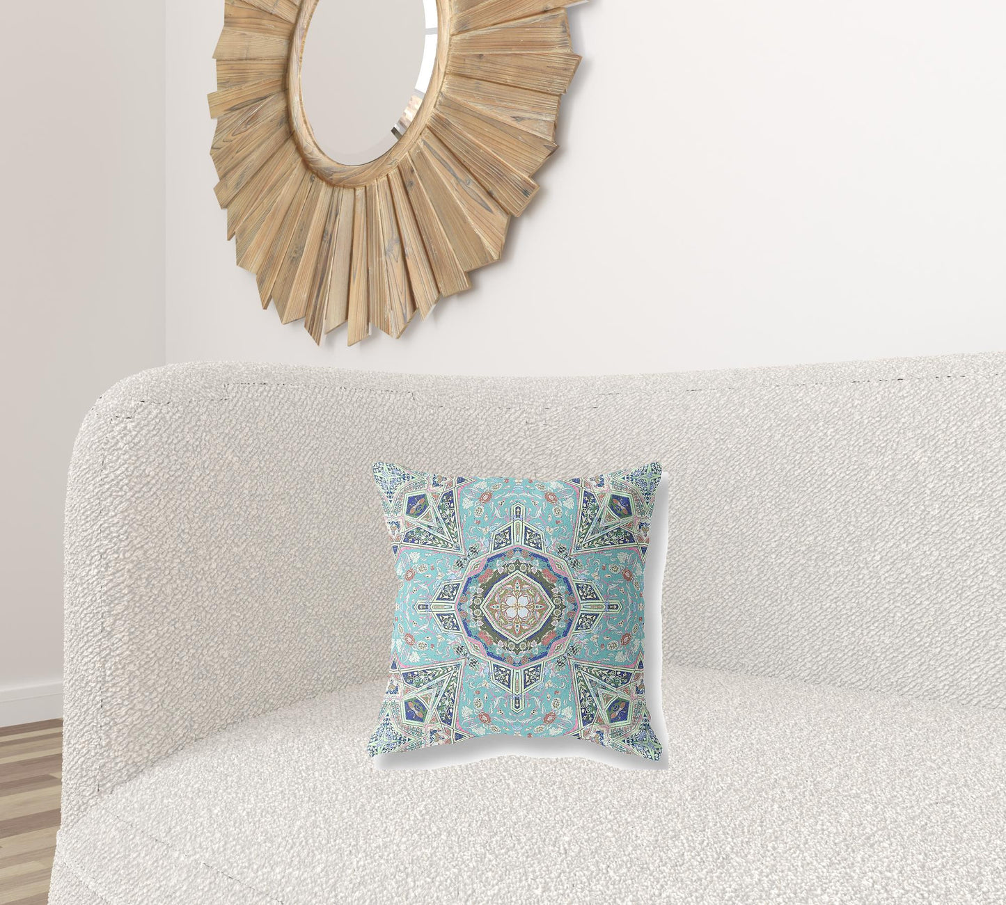 Aqua Microsuede Geometric Pillow