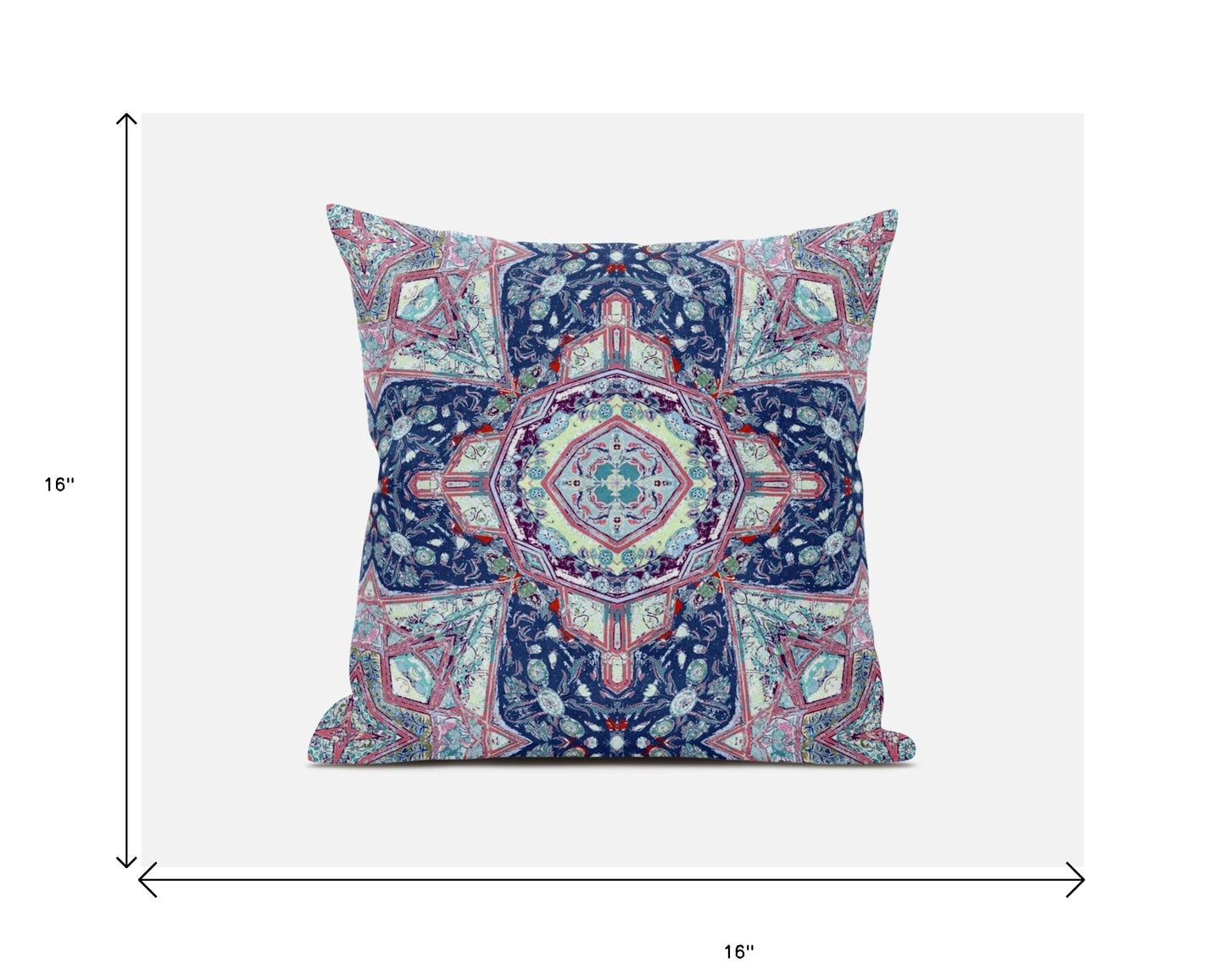 Blue & Pink Microsuede Geometric Pillow