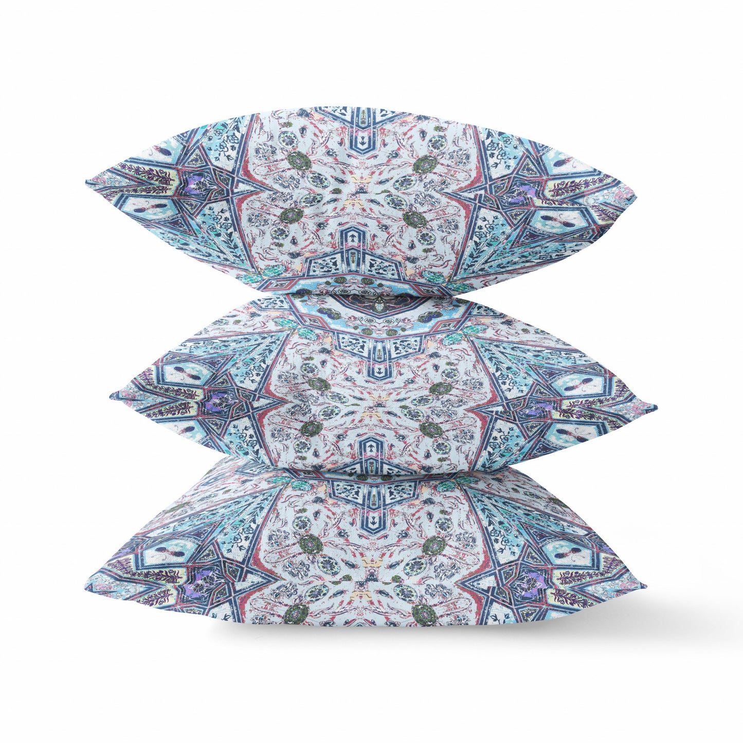 Light Blue Microsuede Geometric Pillow