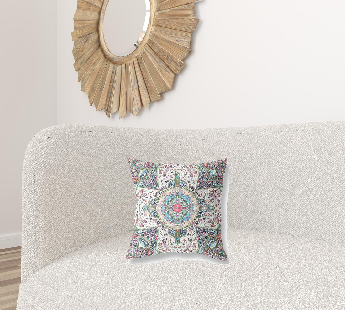 Pink & Ivory Microsuede Geometric Pillow