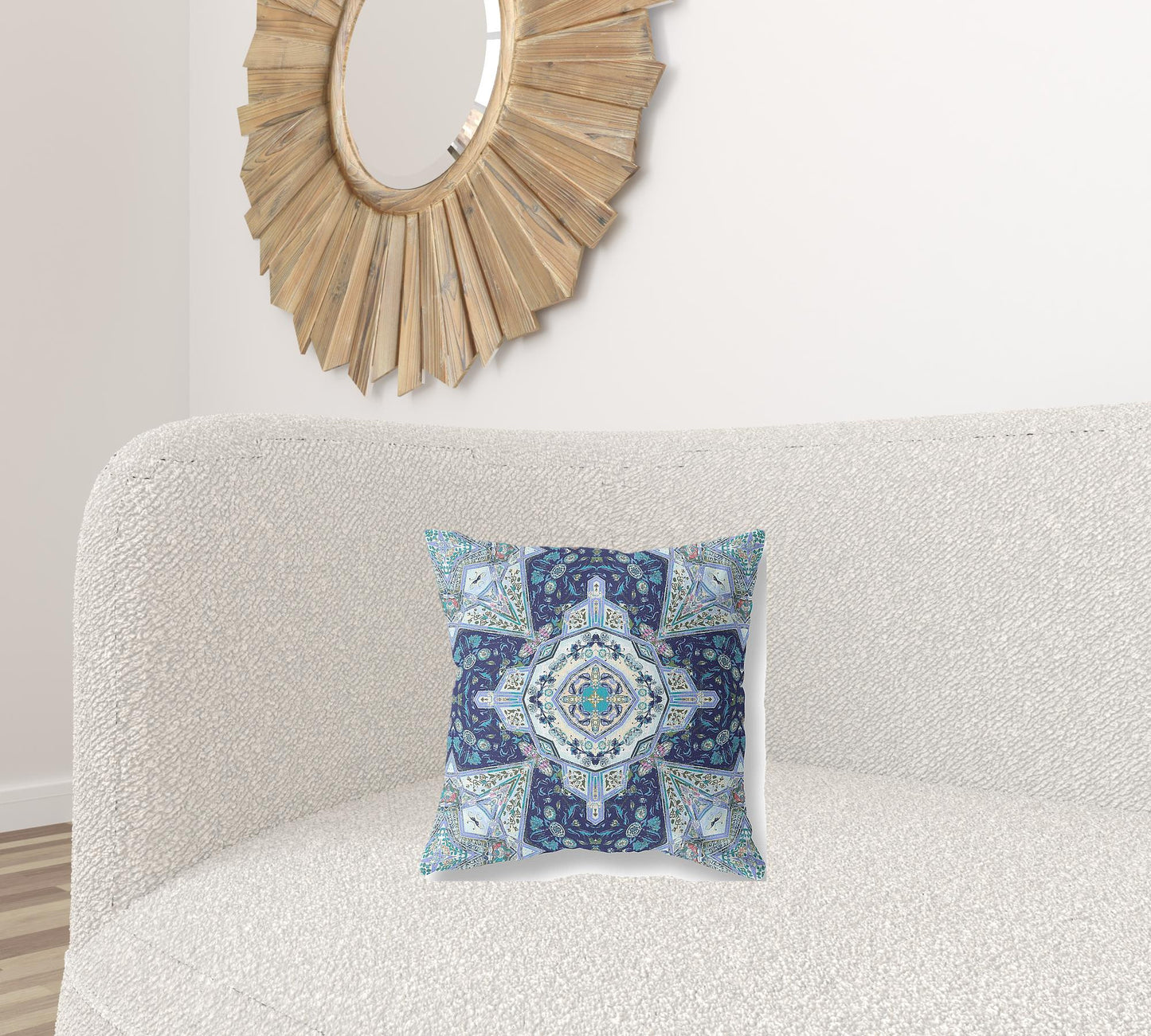 Indigo Microsuede Geometric Pillow