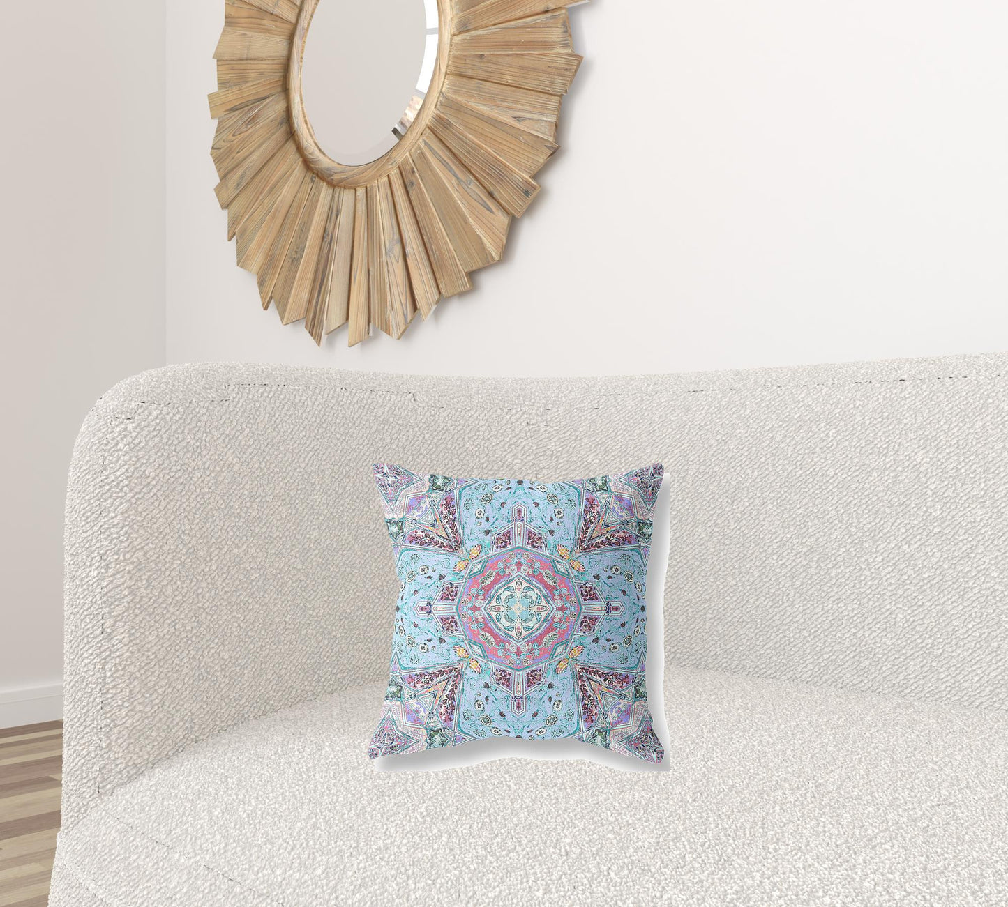 Light Blue Microsuede Geometric Pillow