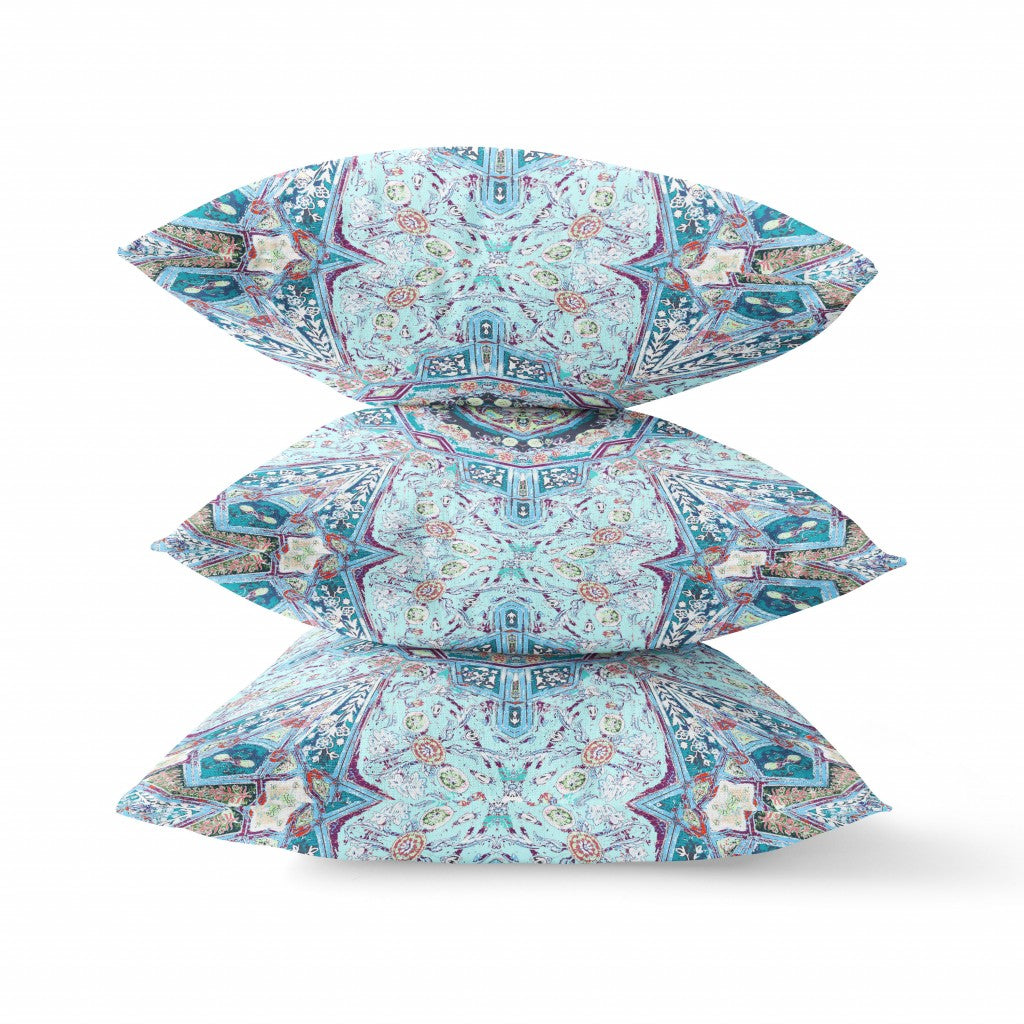 Light Blue Microsuede Geometric Pillow