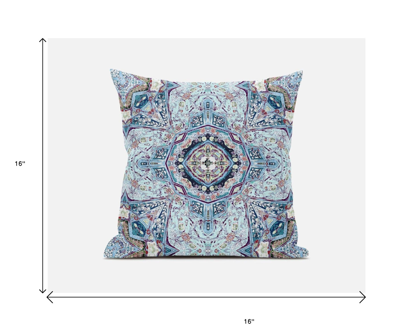 Light Blue Microsuede Geometric Pillow
