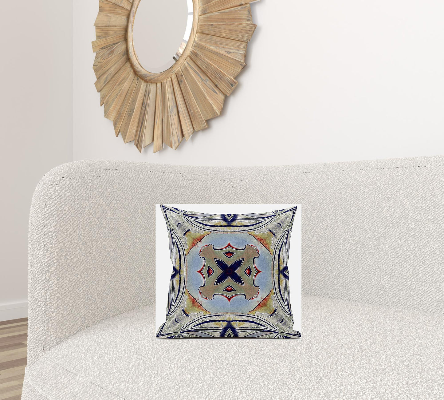 Muted Green Orange Geometric Suede Pillow