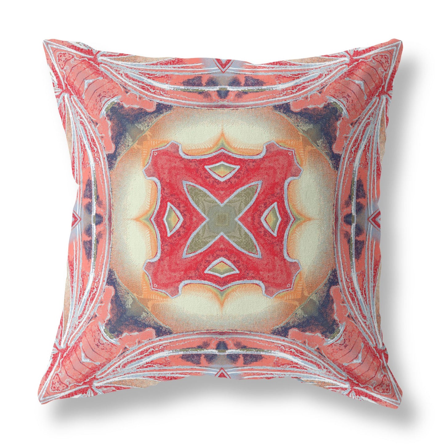 Pink Peach Red Geometric Suede Pillow