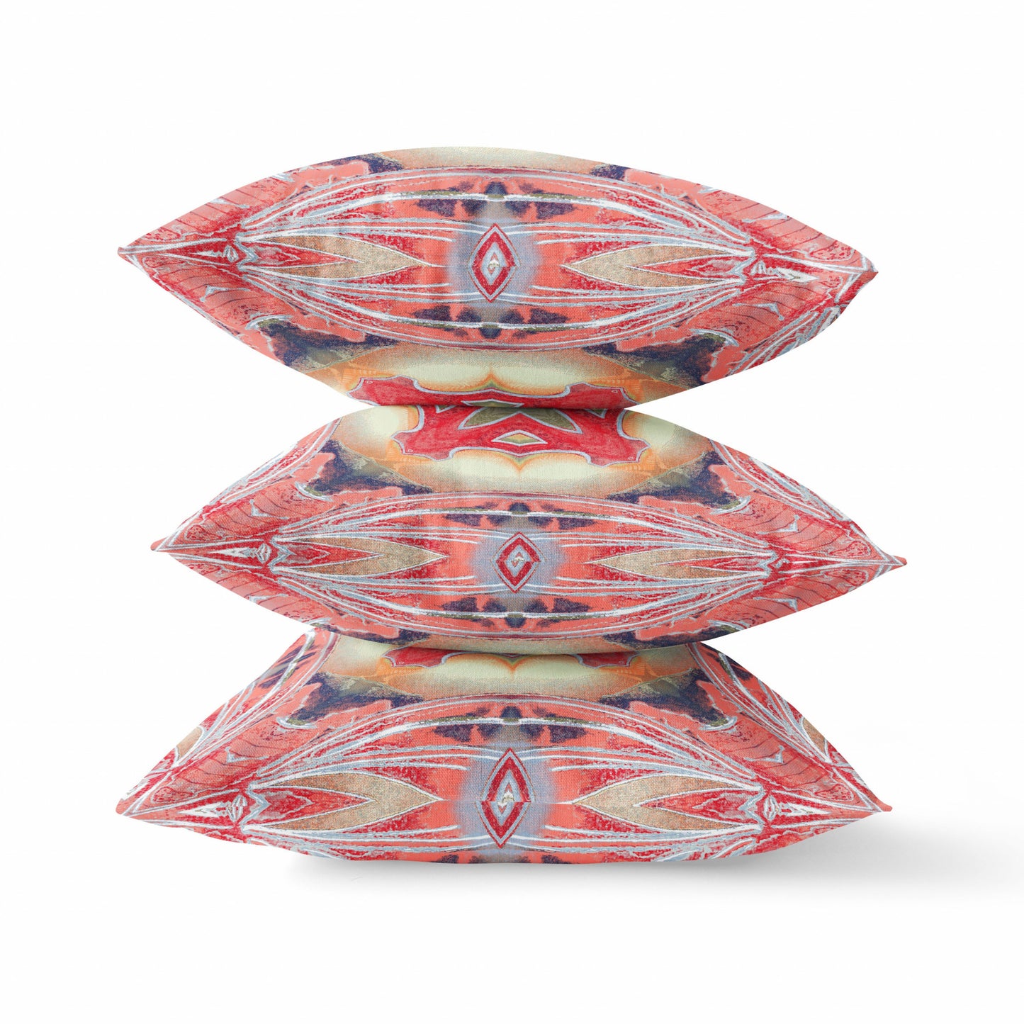 Pink Peach Red Geometric Suede Pillow