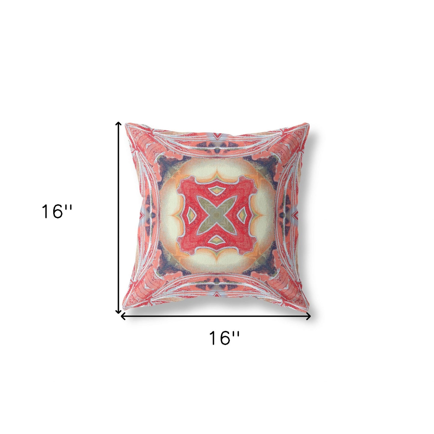 Pink Peach Red Geometric Suede Pillow