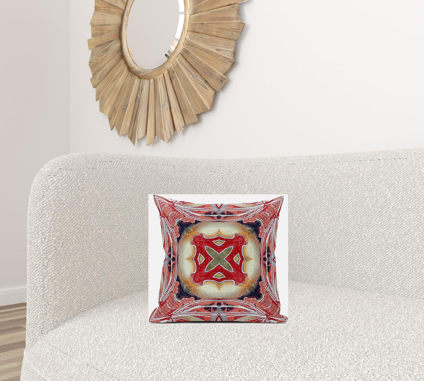 Pink Peach Red Geometric Suede Pillow