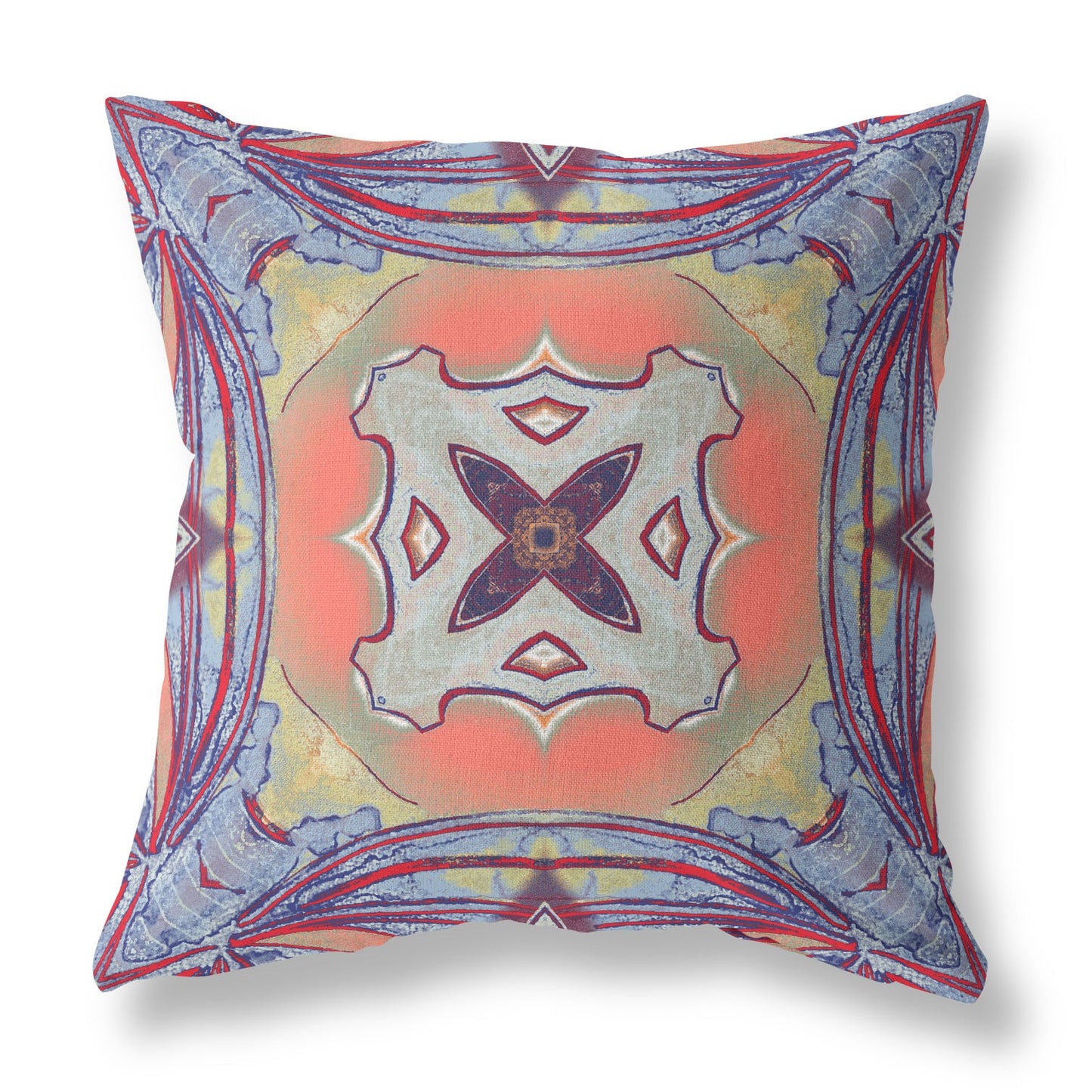Purple Orange Geometric Suede Pillow