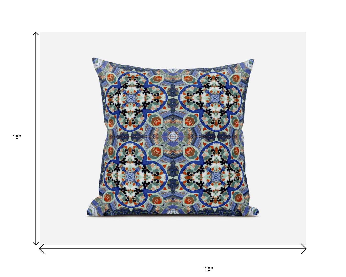 Blue & Orange Microsuede Quatrefoil Pillow