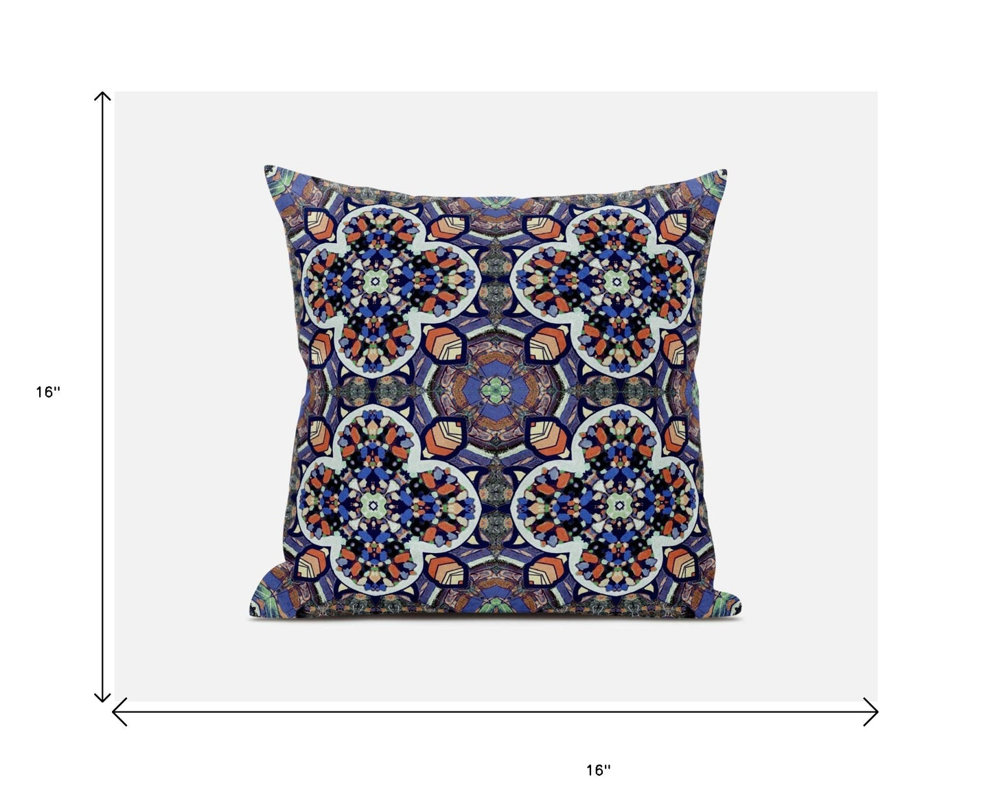 Blue & Orange Microsuede Quatrefoil Pillow