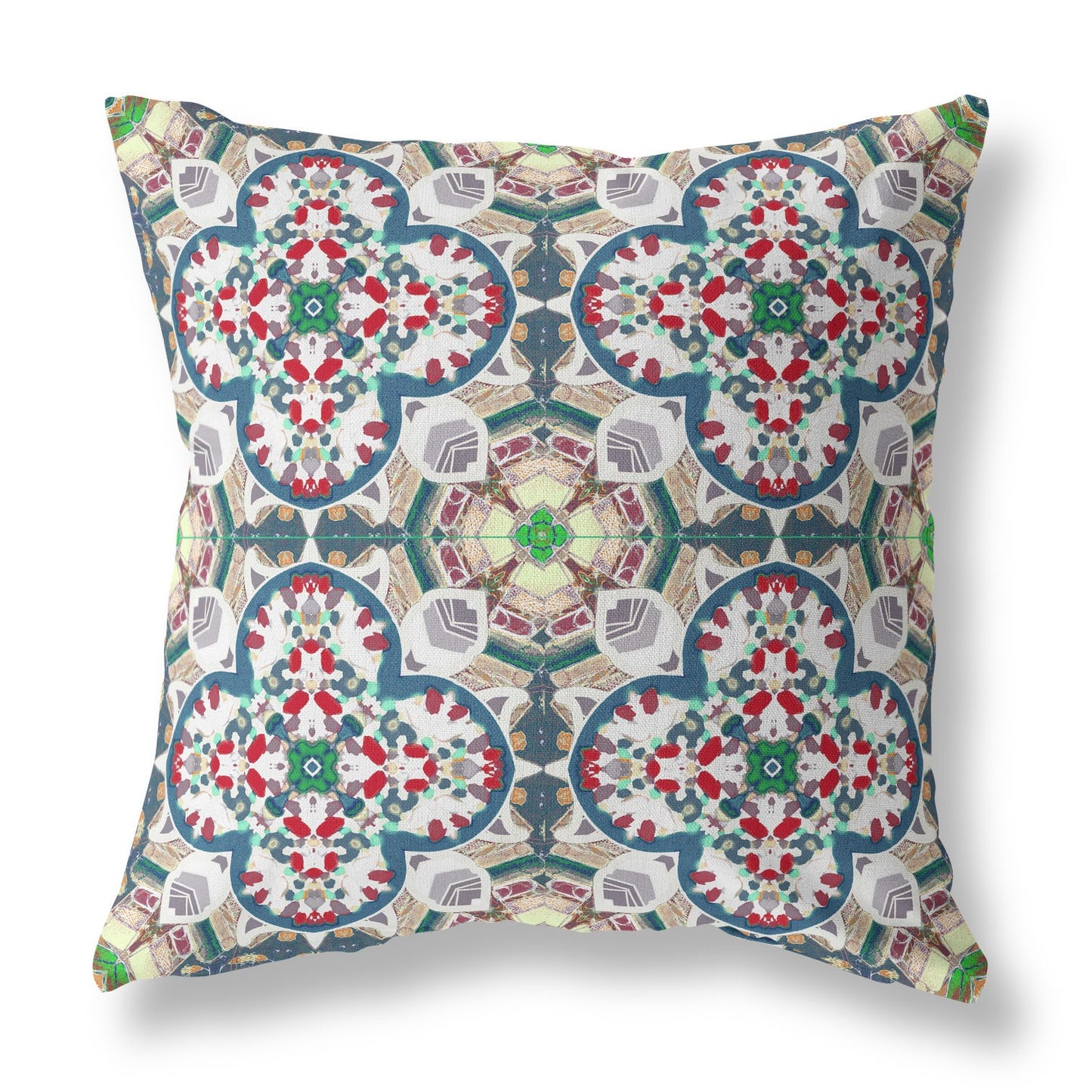 Green & White Microsuede Quatrefoil Pillow