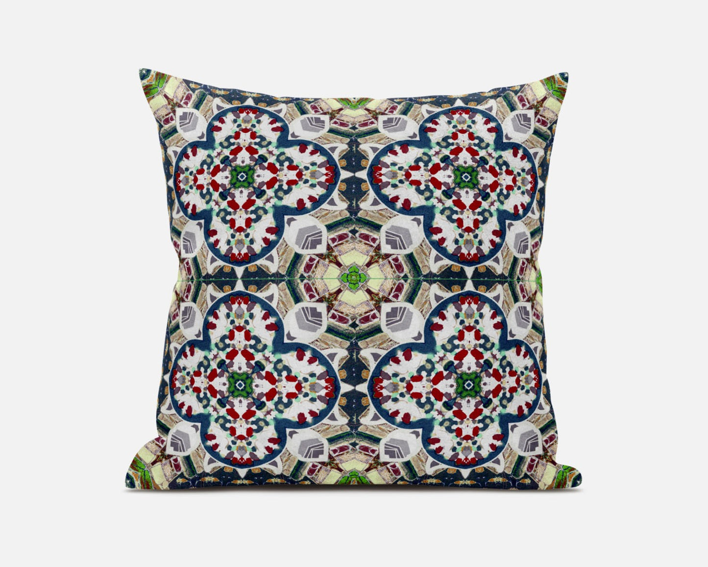 Green & White Microsuede Quatrefoil Pillow